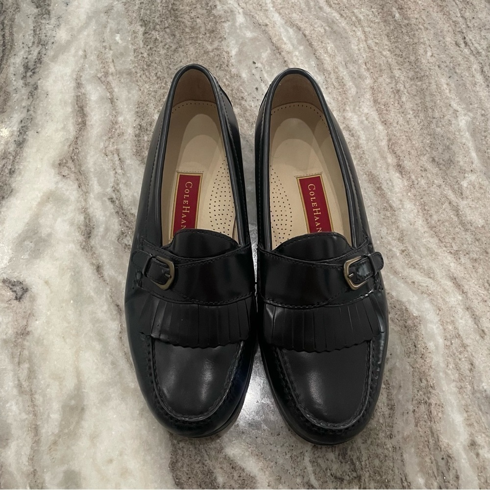 Cole Haan Black Monk Strap Loafer Buckle Size 10